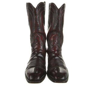 Lucchese Leather San Antonio Cowboy Boots in Black Cherry (Oxblood, Dark Red)